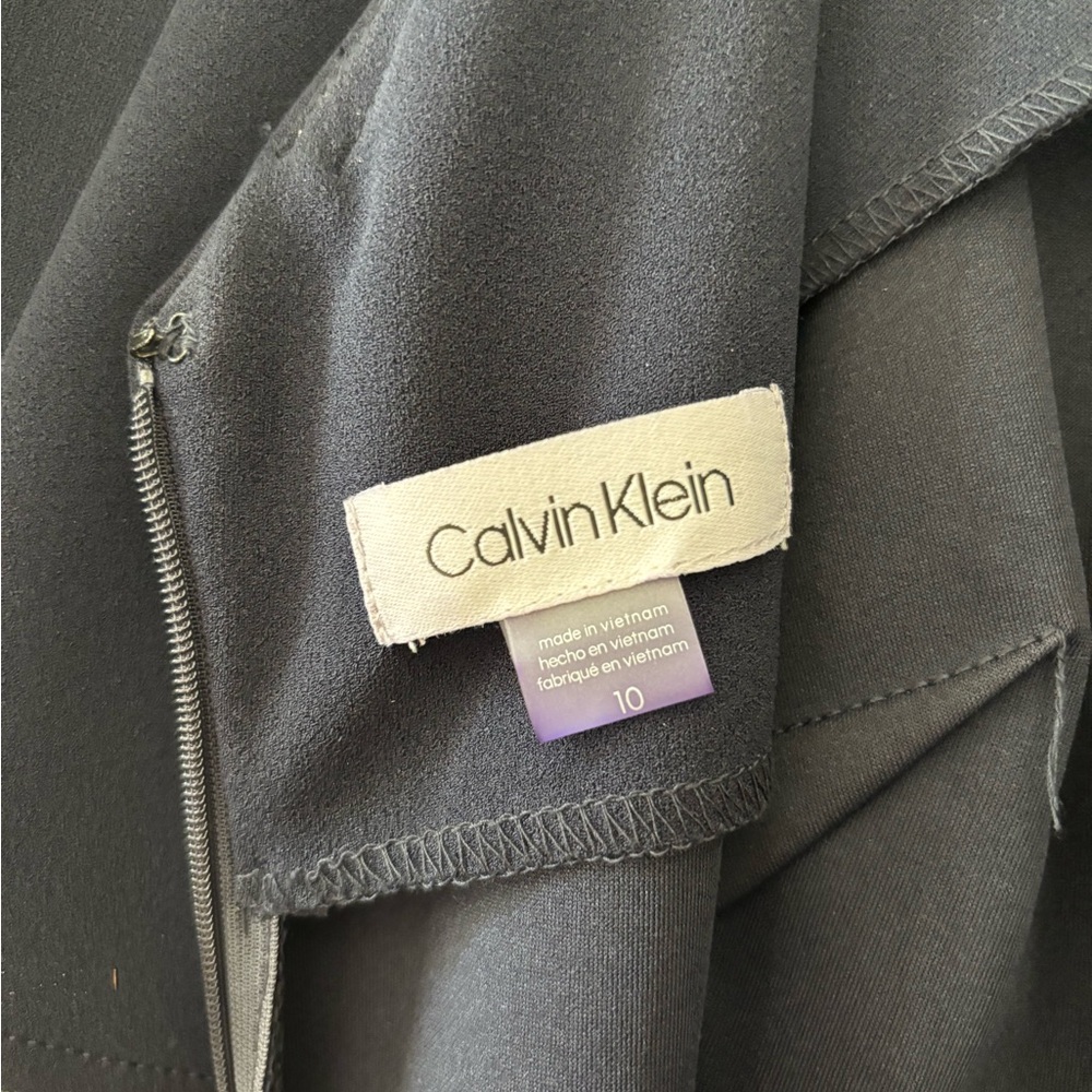 Calvin Klein Navy Flutter-Sleeve Midi Dress Size 10 - Picture 4 of 6